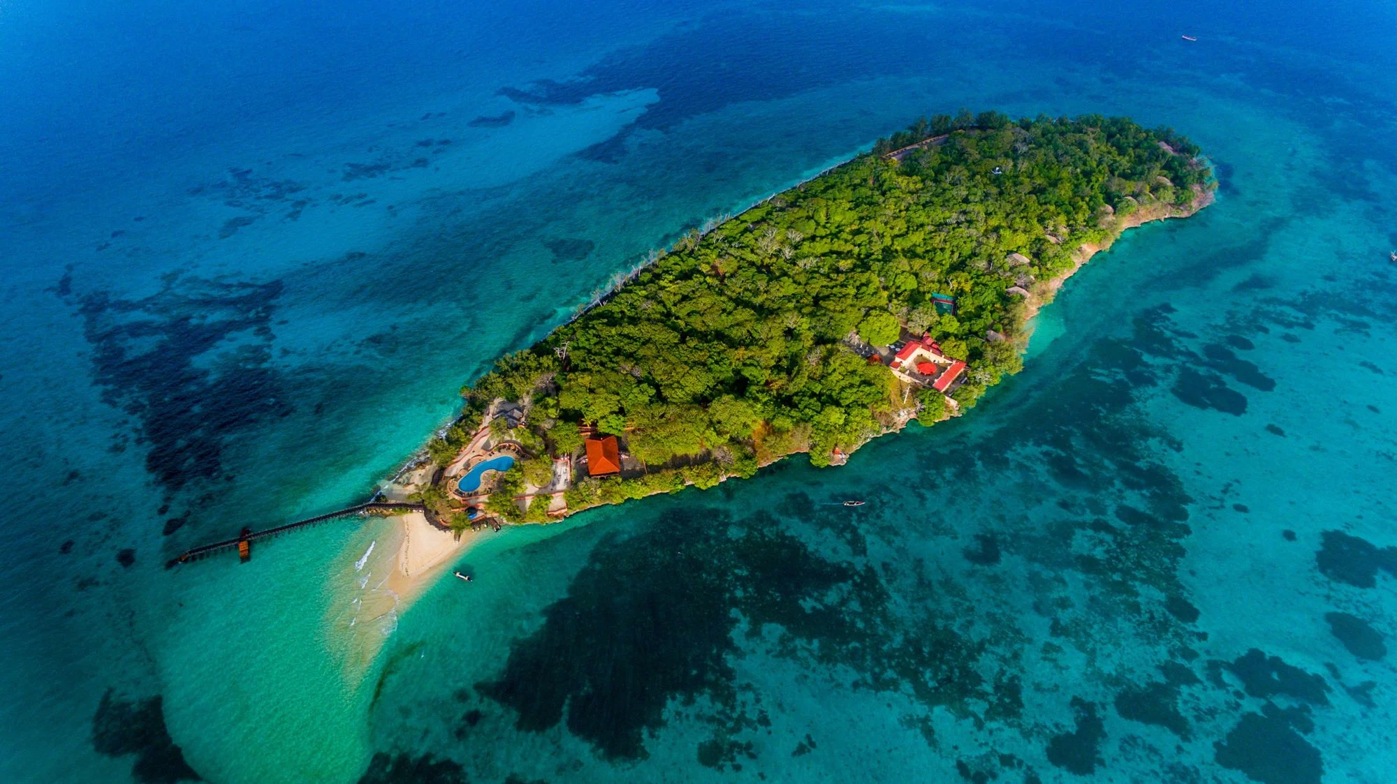 Aerial view of Prison Island